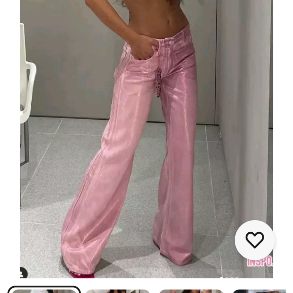 Zara Pink Flare & Wide Leg Jeans